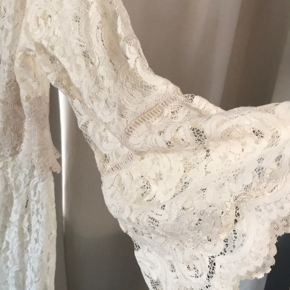 Coachella Vibes Boho Lace cardigan creme color - Picture 1 of 6
